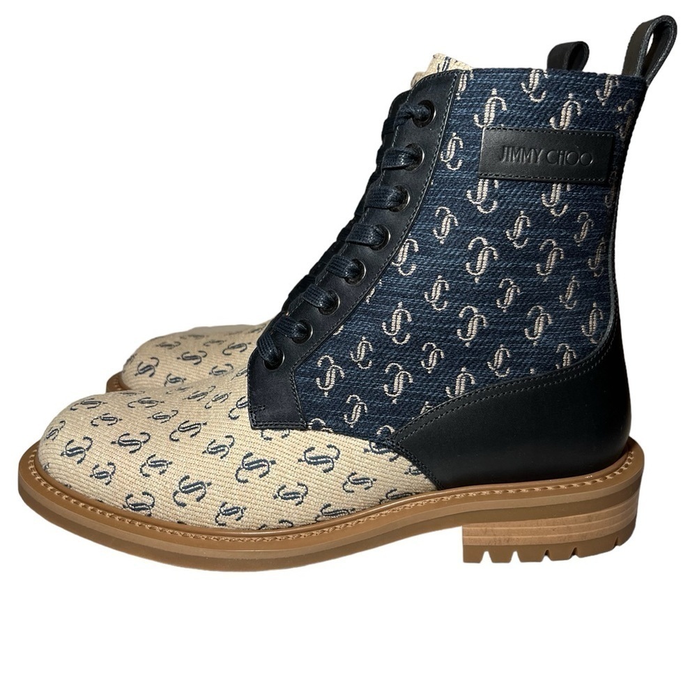 NIB Jimmy Choo Men's Turing Sand Dune Monogram Boots